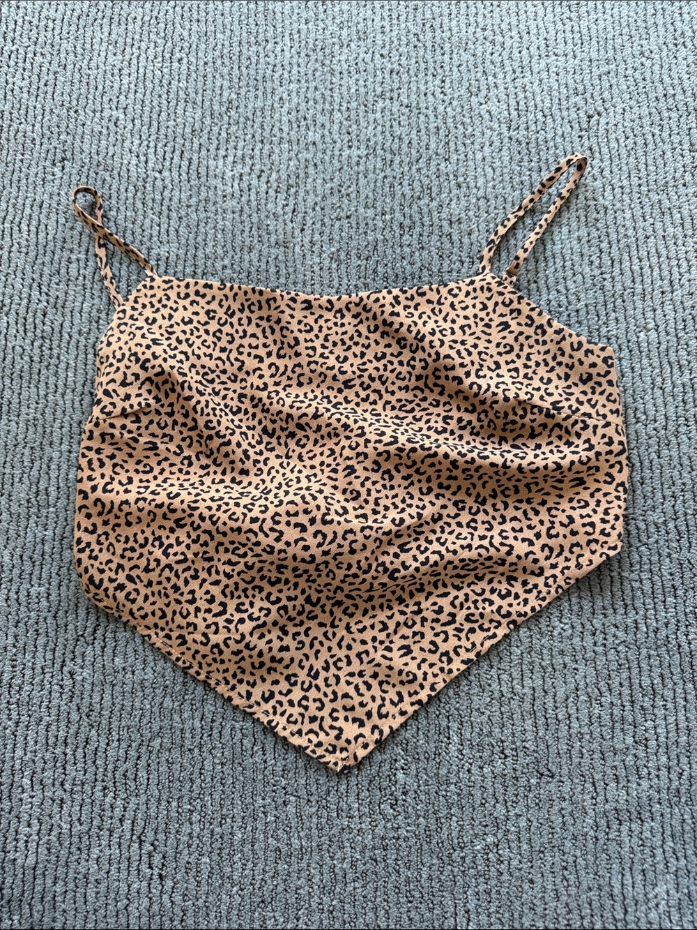La Hearts Tan Leopard Print Handkerchief Tank Top